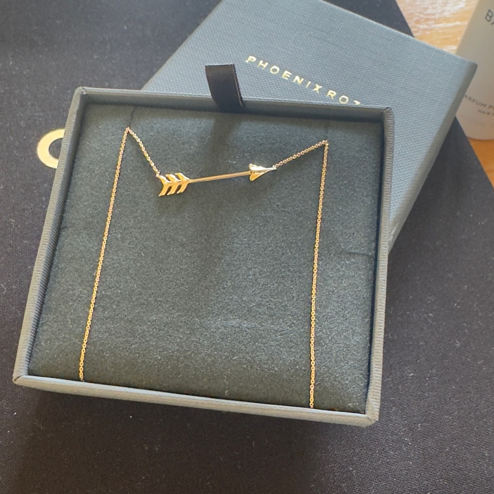 NWT $480 Phoenix Roze 18k Gold Necklace with Arrow Pendant